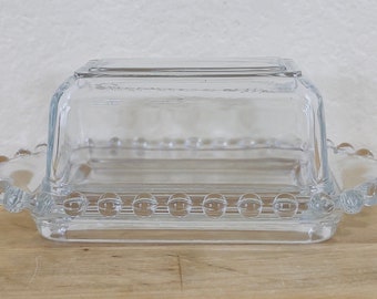 Candlewick Butter Dish by Imperial Glass, Candlewick 400/276 California Butter Dish, Short Butter Dish, Clear Glass No Beads on Top