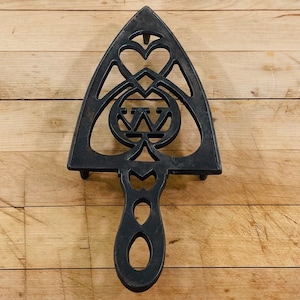 Sad Iron Trivet, Cathedral Style Footed Sad Iron trivet (trivet only) with Heart and W., Unknown Manufacturer, Early 20th century