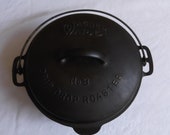 WagnerWare No 8 DripDrop Round Roaster, 1268 with matching self basting lid.