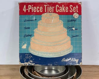 Steel Cake Pans, Bake-King Chicago Metallic Manufacturing 4 Tier Cake Pan Set in Box