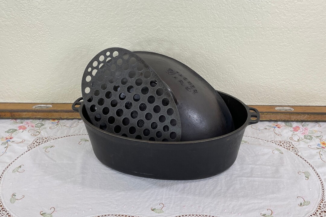 Wagnerware Sidney O No 7 Oval Drip Drop Roaster, 1287 With Matching