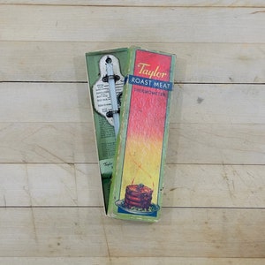 Working Taylor Roast Meat Thermometer No. 5936 in Original Box with Metal Skewer