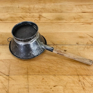 Antique Strainer, Wood Handled  Small Hand Held Strainer / Sifter