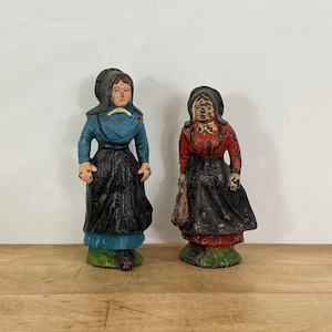 CHOICE - Cast Iron Female Toy in Red or Blue Dress, Metal Figure of an Amish Woman