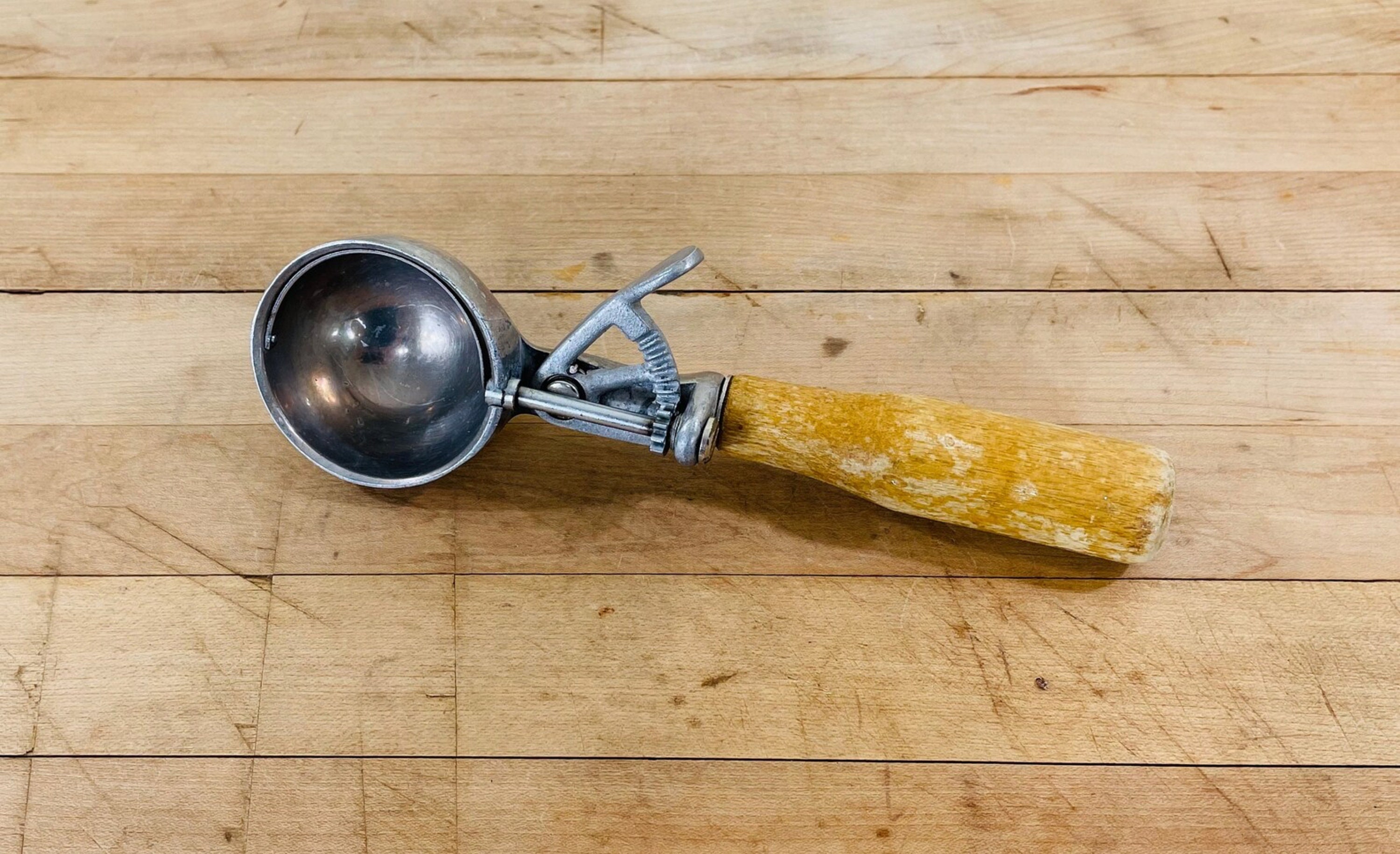 Ice Cream Scoop by Peerless Gilchrist Style Metal and Wood Handle