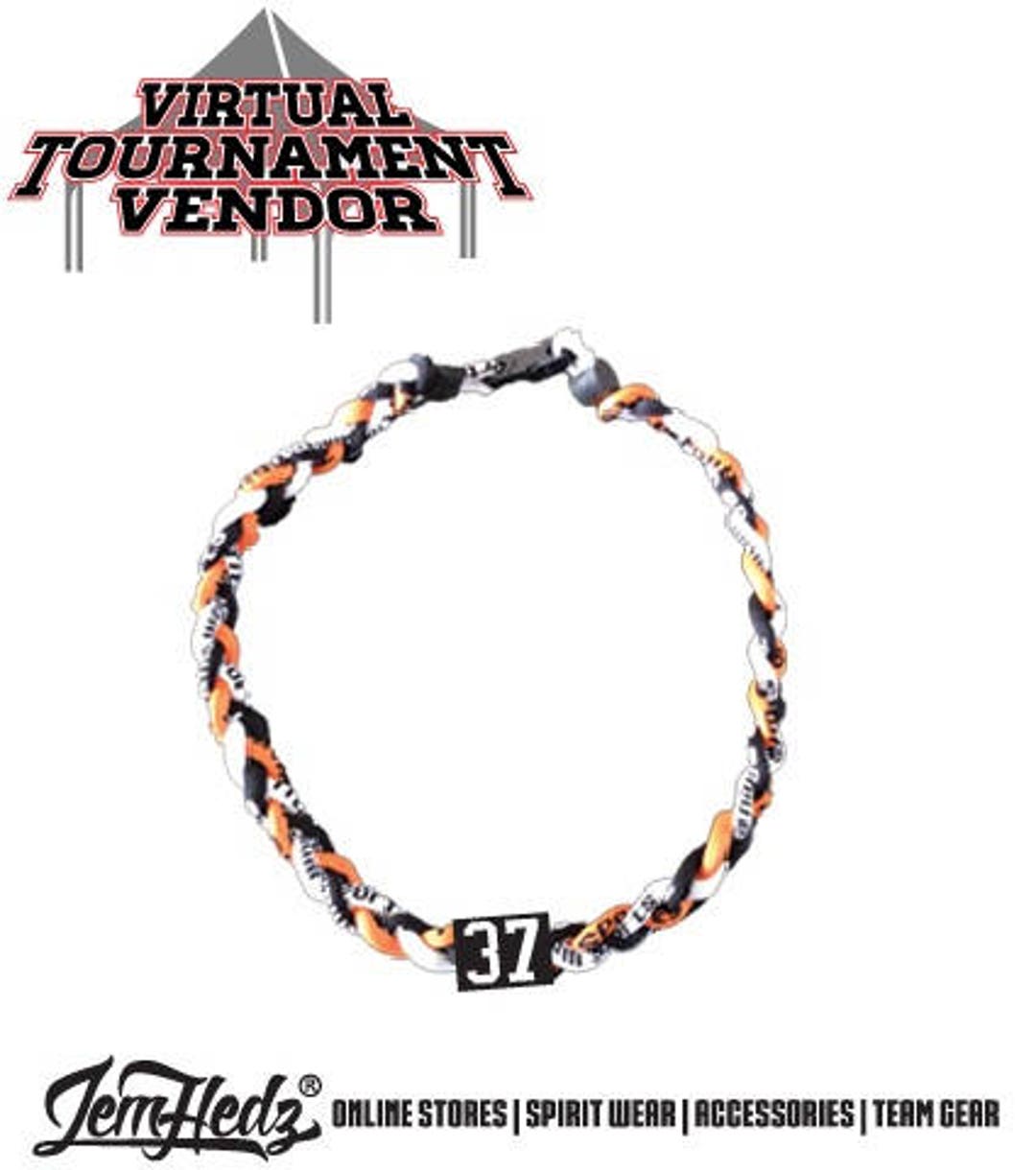 Orange Black White Sport Necklace With Jersey Number Etsy