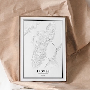 TROMSØ Poster minimalistisch Map | Kunstdruck Stadtplan - Tromsö Tromso Norwegen