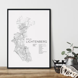 BERLIN Lichtenberg Poster City Map | minimalistisch Kunstdruck | hochwertiger Print | Stadtplan | skandinavisches Design Lichtenberg