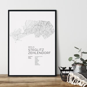 BERLIN Steglitz Zehlendorf Poster City Map | minimaoistisches Design | Print | Stadtplan | wunderschönes skandinavisches Design Karte