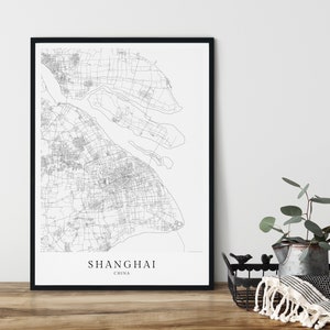 SHANGHAI Poster City Map | Kunstdruck von Shanghai China als Stadtplan im skandinavischen Design Karte