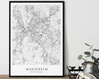MANNHEIM Poster City Map | minimalistischer Stadtplan im skandinavischen Design CityMap Print von Skanemarie