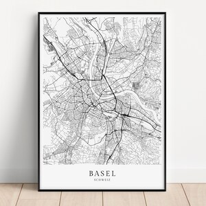 BASEL Poster City Map | Kunstdruck minimalistischer Print im skandinavischen Design | Stadtplan Schweiz Basel Karte