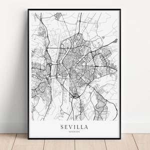 SEVILLA Poster City Map | Kunstdruck minimalistischer Print im skandinavischen Design | Stadtplan Spanien Sevilla Karte