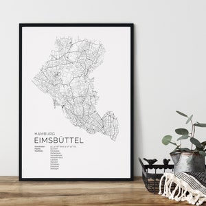 HAMBURG Eimsbüttel Poster City Map | Kunstdruck | hochwertiger Print | Eimsbüttel | Stadtplan | skandinavisches Design Karte
