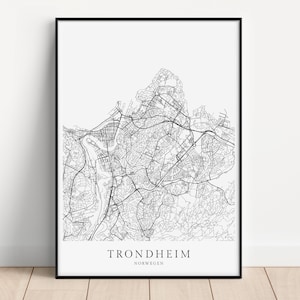 TRONDHEIM Poster City Map | Kunstdruck minimalistischer Print im skandinavischen Design | Stadtplan Norwegen Skandinavien Karte