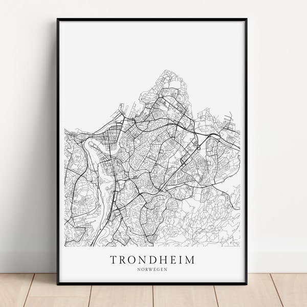 TRONDHEIM Poster City Map | Kunstdruck minimalistischer Print im skandinavischen Design | Stadtplan Norwegen Skandinavien Karte