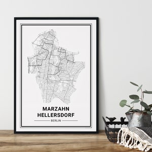 Marzahn Hellersdorf Berlin Poster CityMap | Berlin Geschenk | Stadtplan von Berlin Marzahn City