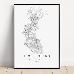 Berlin Lichtenberg Poster als Stadt Karte - minimalistisches Design - City Map Wandbild Geschenk für Sie für Ihn