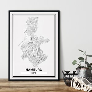 Hamburg NORD Poster | minimalistisch | Stadtplan als Geschenkidee  | Bezirke Hansestadt Poster City Map