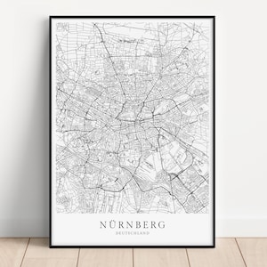 NÜRNBERG Poster City Map | Kunstdruck minimalistischer Print im skandinavischen Design | Stadtplan Nürnberg Bayern Karte
