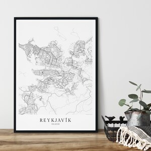 REYKJAVÍK Island Poster City Map | Kunstdruck  Print | Reykjavík | Stadtplan | skandinavisches Design Reykjavik CityMap Karte