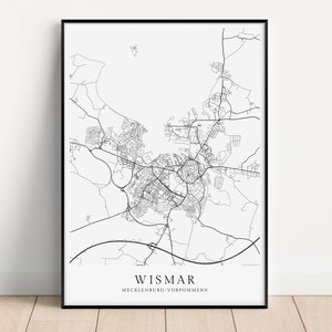 WISMAR Poster City Map Geschenk | Kunstdruck | minimalistischer Print | Mecklenburg Vorpommern | Stadtplan | skandinavisches Design Karte