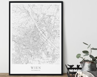VIENNA Poster CityMap minimalist in Scandinavian design