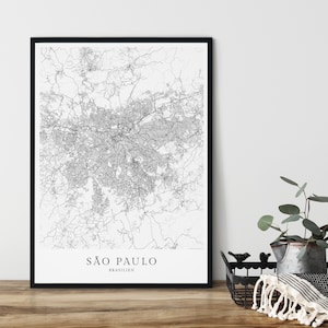 SAO PAULO CityMap Poster Brasilien Kunstdruck als Map Stadtplan im skandinavischen Design