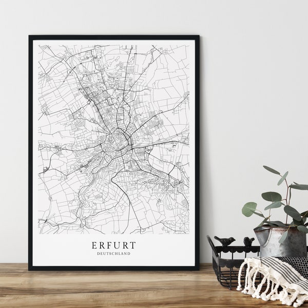 ERFURT Poster City Map | Kunstdruck | hochwertiger Print | Erfurt | Stadtplan | skandinavisches Design Erfurt Karte