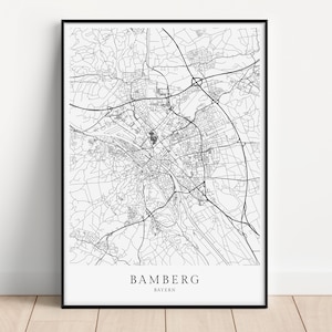 BAMBERG Poster City Map | Kunstdruck minimalistischer Print im skandinavischen Design | Stadtplan Bayern Karte