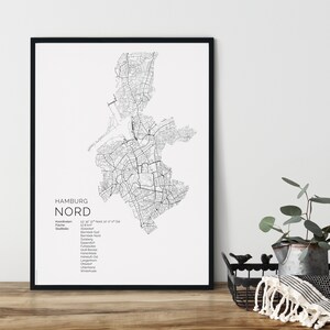 HAMBURG Nord Poster City Map | Kunstdruck | Stadtplan im skandinavischen Design