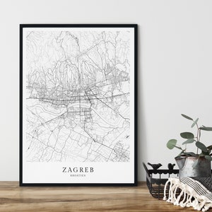 ZAGREB Poster City Map Kunstdruck Stadtplan im skandinavischen Design Zagreb Karte