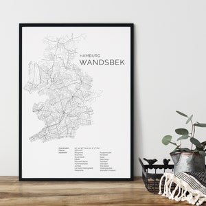 HAMBURG Wandsbek Poster City Map | Kunstdruck | Stadtplan im skandinavischen Design als Print