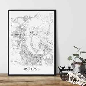 ROSTOCK Poster City Map | Kunstdruck von Rostock CityMap Stadtplan im skandinavischen Design