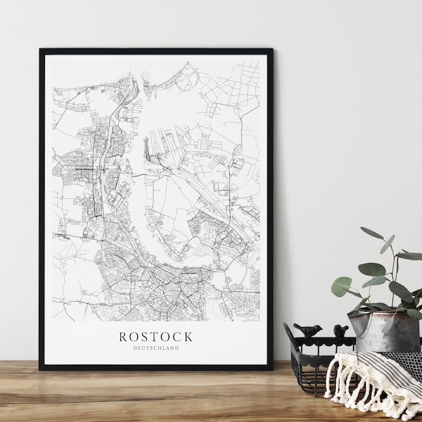 ROSTOCK Poster City Map | Kunstdruck von Rostock CityMap Stadtplan im skandinavischen Design