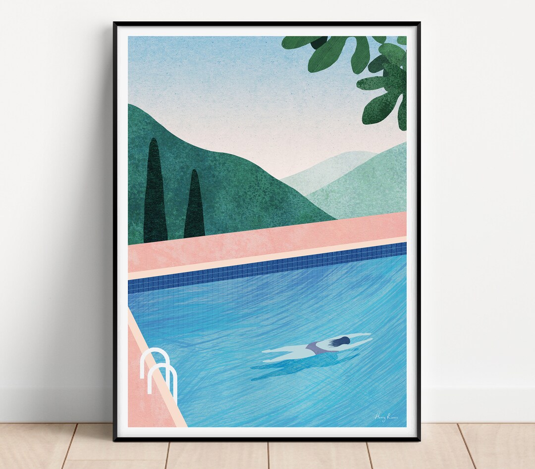 Swimming Pool Poster Vintage Posters Travel Vacation Mural Decoration ...