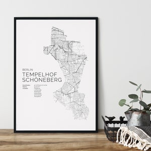 BERLIN Tempelhof Schöneberg Poster City Map | Kunstdruck | minimalistisch | Stadtplan | skandinavisches Design Karte