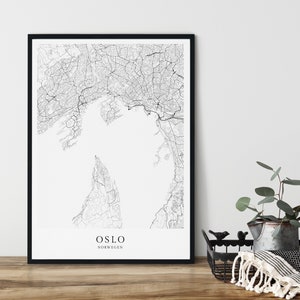 OSLO Poster City Map minimalistisch | Kunstdruck von Oslo in Norwegen Print Stadtplan im skandinavischen Design