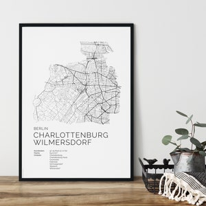 BERLIN Charlottenburg Wilmersdorf minimalistisch Poster City Map | Kunstdruck | hochwertiger Print | Stadtplan | skandinavisches Design