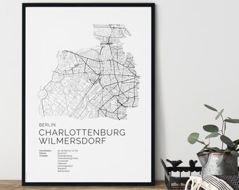 BERLIN Charlottenburg Wilmersdorf minimalistisch Poster City Map | Kunstdruck | hochwertiger Print | Stadtplan | skandinavisches Design