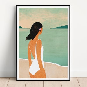 Sea view poster | Vintage poster | Travel vacation wall picture decoration | Art print minimalist vacation