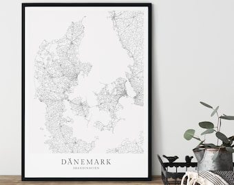 DÄNEMARK Poster City Map | Kunstdruck | minimalistischer Print | Dänemark | Stadtplan | skandinavisches Design Dänemark Karte