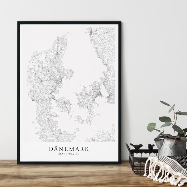 DÄNEMARK Poster City Map | Kunstdruck | minimalistischer Print | Dänemark | Stadtplan | skandinavisches Design Dänemark Karte