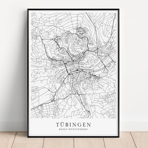 TÜBINGEN Poster City Map | Kunstdruck minimalistischer Print im skandinavischen Design | Stadtplan Karte