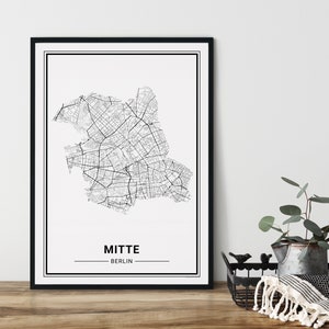 Berlin Mitte Poster | Geschenk | Stadtplan als Geschenkidee  | Mitte Poster City Map Bezirke