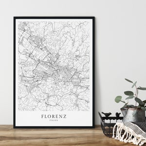 FLORENZ Poster City Map | Kunstdruck | Italien  Print | Florenz | Stadtplan | skandinavisches Design Florenz Poster Karte