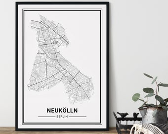 Berlin NEUKÖLLN Poster | Geschenk | Stadtplan als Geschenkidee  | Berlin Poster City Map minimalistisch