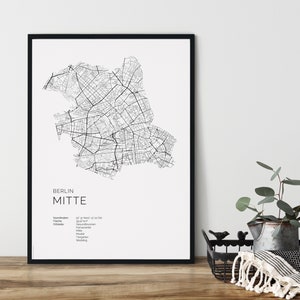 BERLIN Mitte Poster City Map | Kunstdruck | hochwertiger Print | Mitte | Stadtplan | skandinavisches Design Berlin Karte