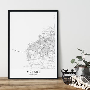 MALMÖ Poster City Map | minimalistischer Kunstdruck im skandinavischen Design | Schweden Poster Wandbild