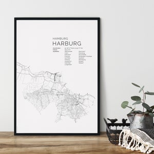 HAMBURG Harburg Poster City Map | Kunstdruck | City Map Print | Stadtplan | skandinavisches Design Karte